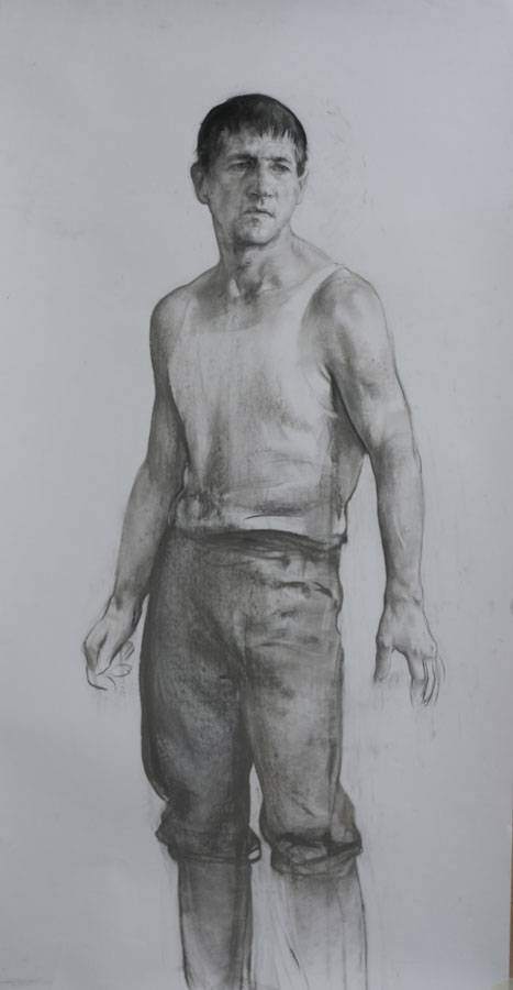 Lot 696: Nikolai Blokhin Conte Crayon Drawing, Self-Portrait